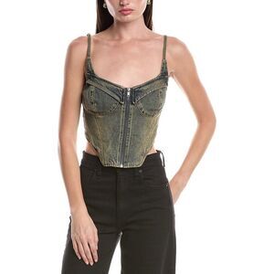 Afrm Womens  Iris Zip Front Corset Top, Grey